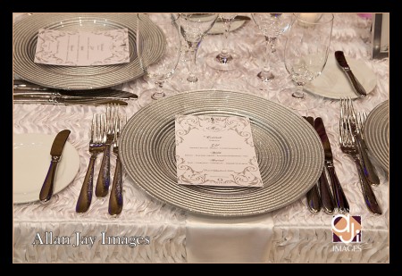 Wedding menu and charger plate at table setting Orlando Wedding Photographer Allan Jay Images